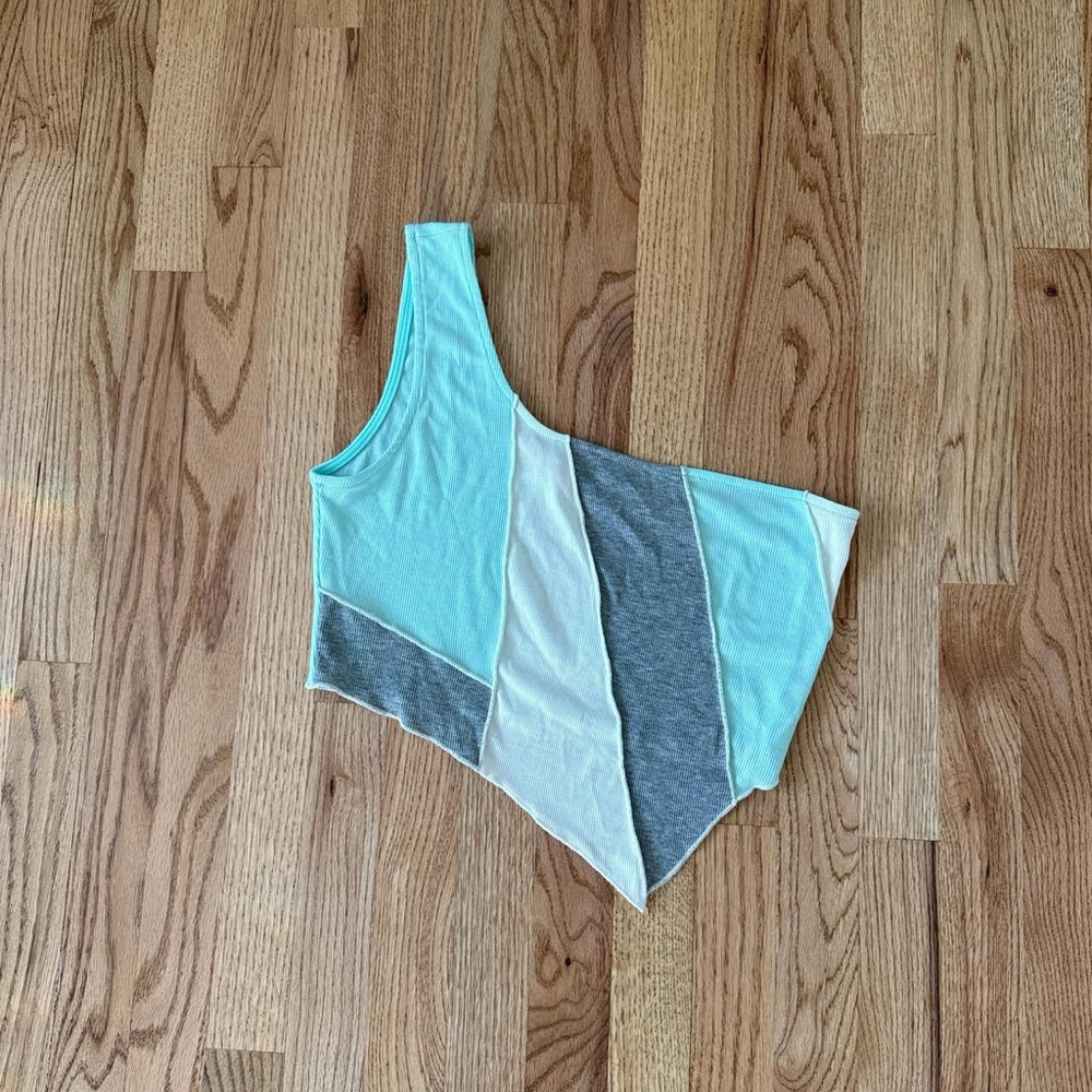 Blue Blush Asymmetrical Blue Bodysuit